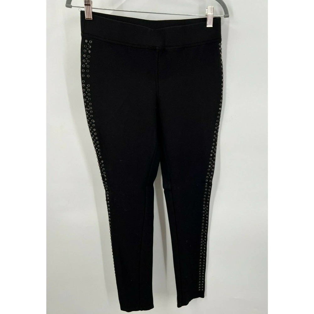 Saks Fifth Avenue Womens Size M Medium Black Pull On Studded Ankle Pants